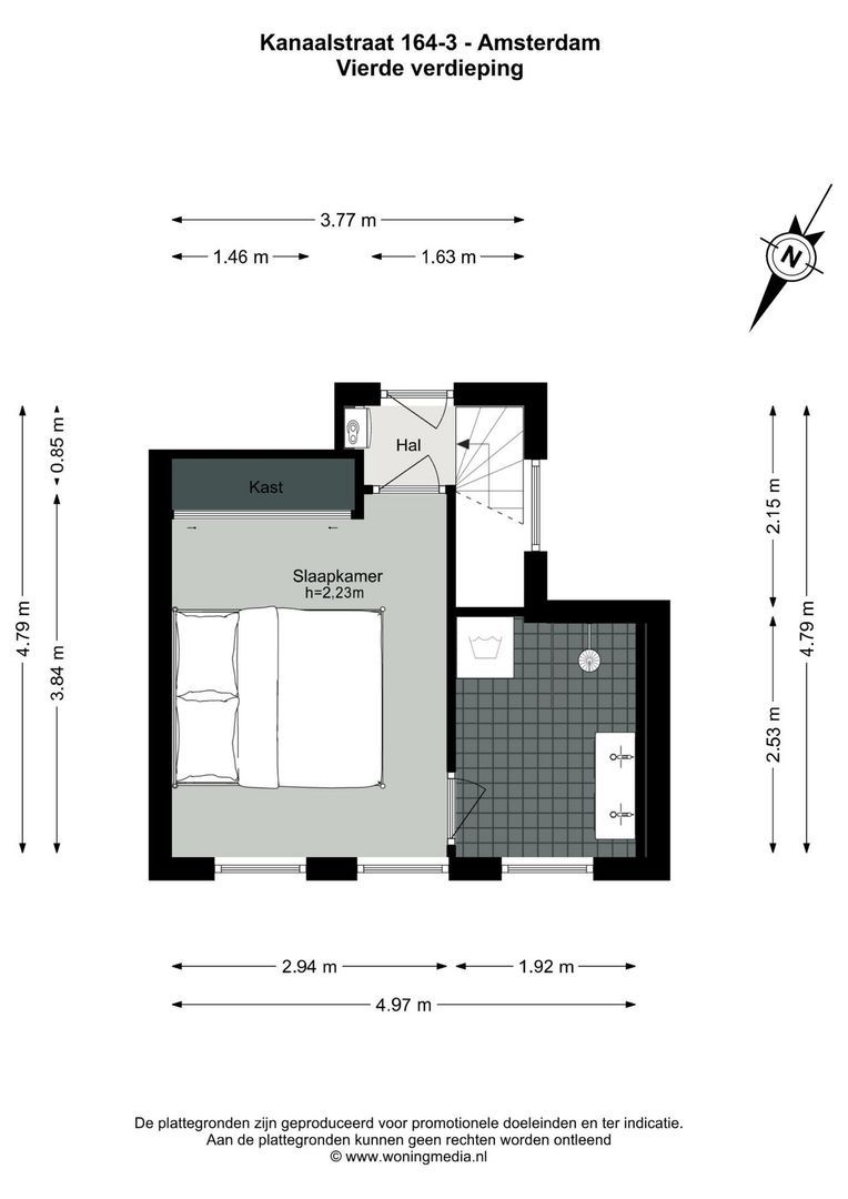 Kanaalstraat 164 3, Amsterdam plattegrond-1