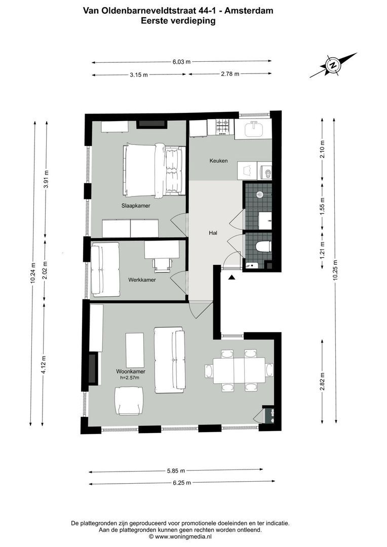 Van Oldenbarneveldtstraat 44 1, Amsterdam plattegrond-0