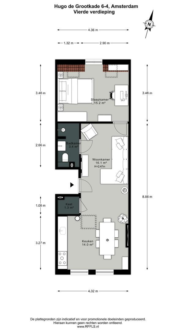 Hugo de Grootkade 6 4, Amsterdam plattegrond-0