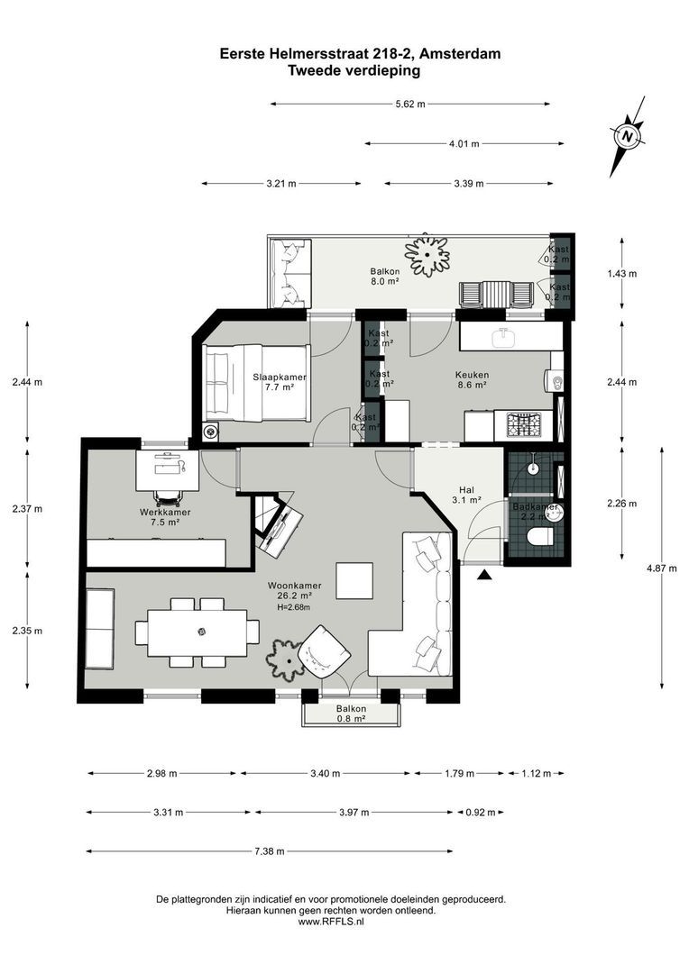 Eerste Helmersstraat 218 2, Amsterdam plattegrond-0