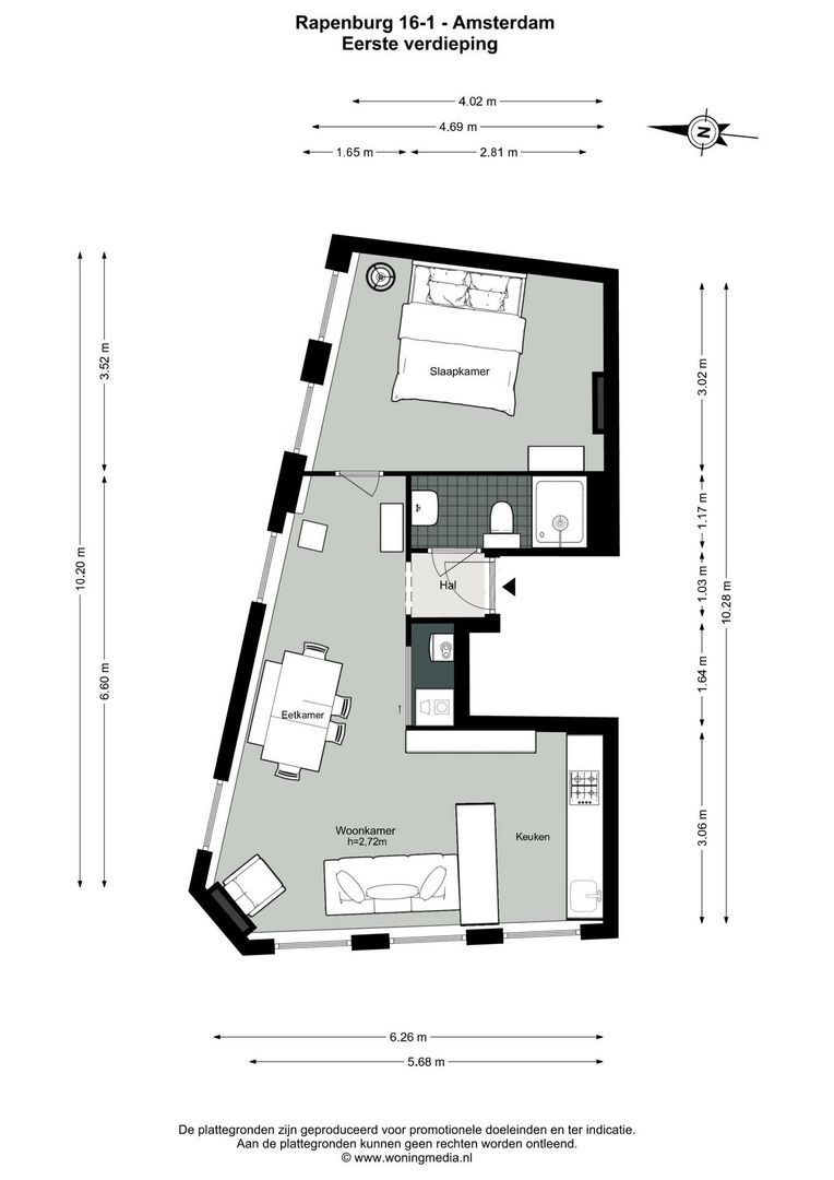 Rapenburg 16 1, Amsterdam plattegrond-0