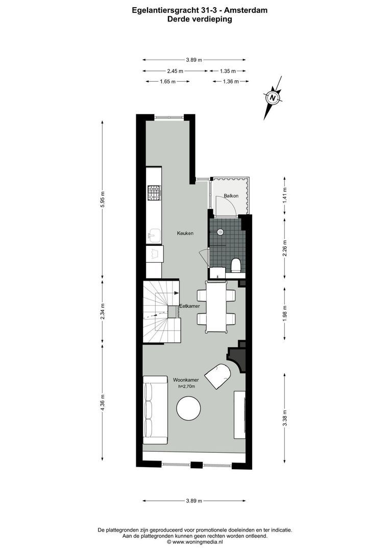 Egelantiersgracht 31 3, Amsterdam plattegrond-1