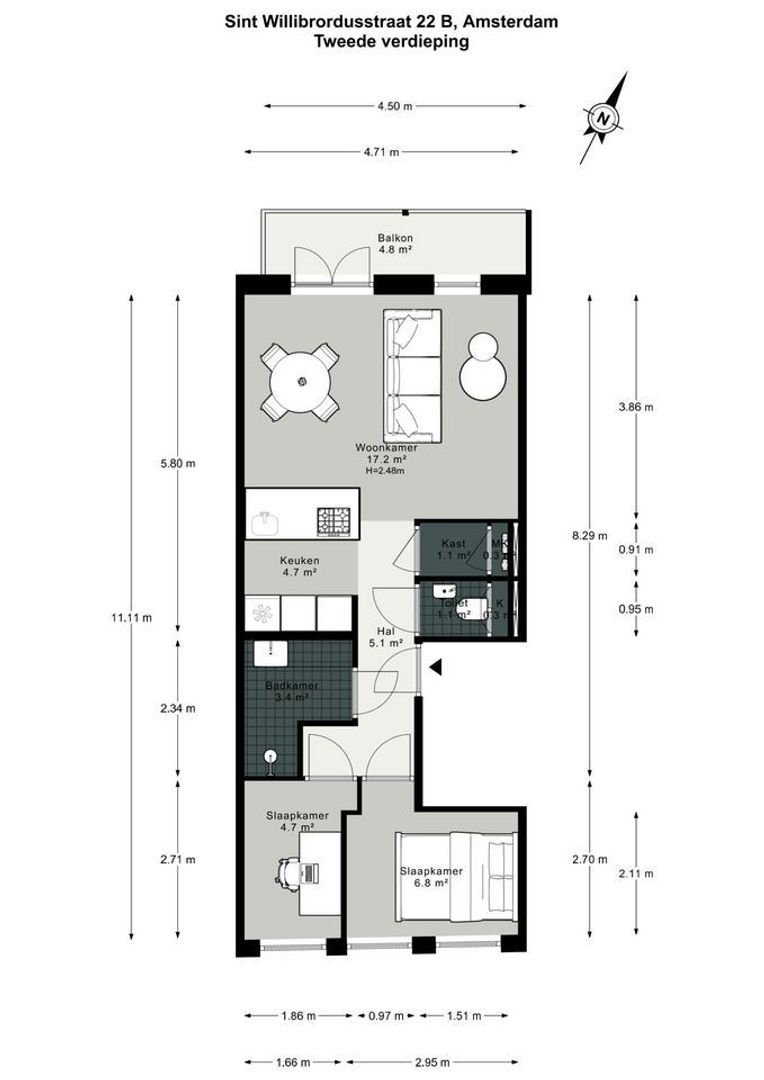 Sint Willibrordusstraat 22 B, Amsterdam plattegrond-0