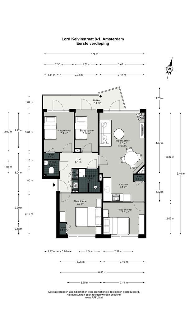 Lord Kelvinstraat 8 1, Amsterdam plattegrond-0