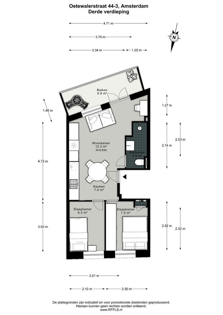Oetewalerstraat 44 3, Amsterdam plattegrond-0