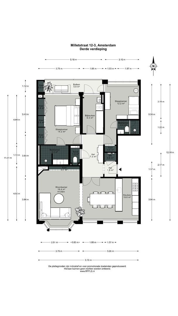Milletstraat 12 3, Amsterdam plattegrond-0