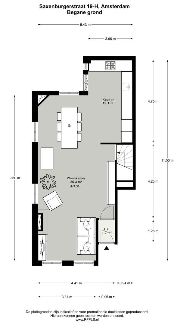 Saxenburgerstraat 19 H, Amsterdam plattegrond-0