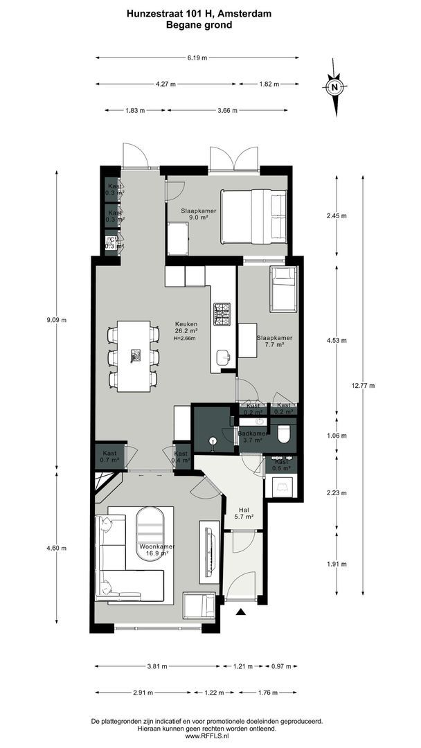 Hunzestraat 101 H, Amsterdam plattegrond-0