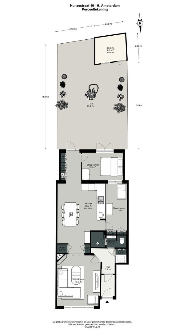 Hunzestraat 101 H, Amsterdam plattegrond-1