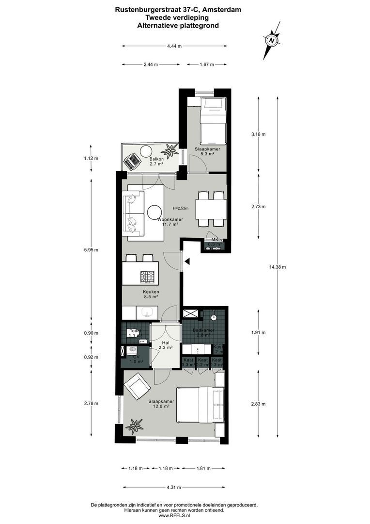 Rustenburgerstraat 37 C, Amsterdam plattegrond-1