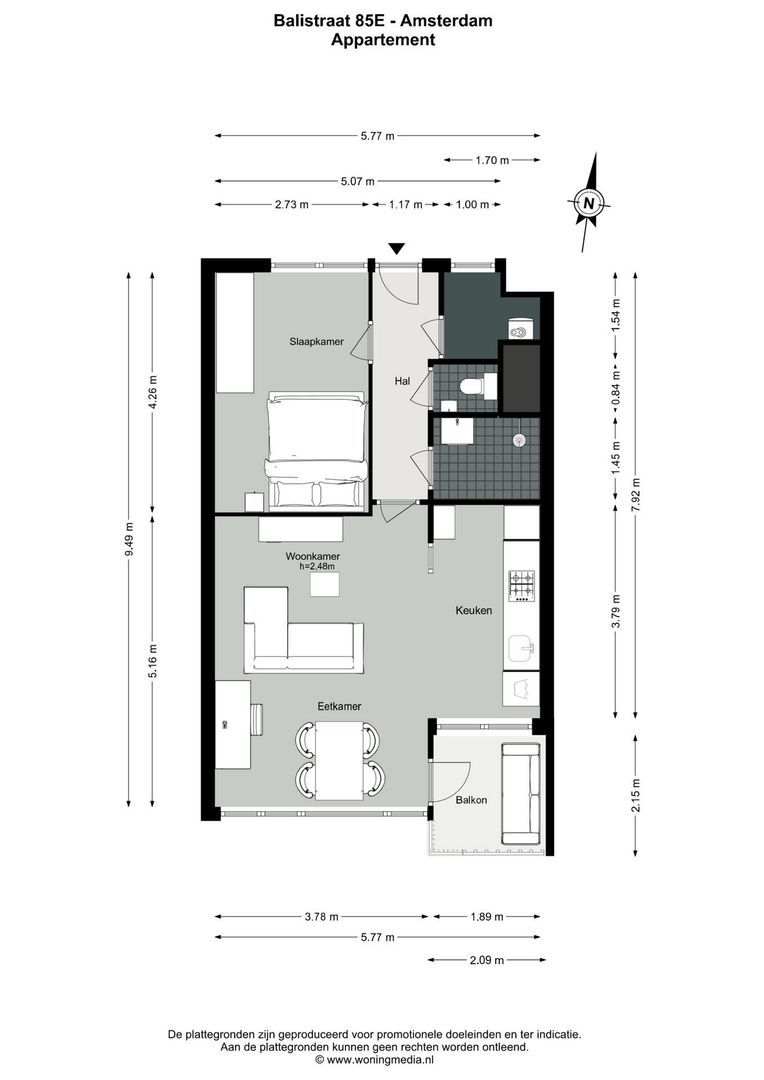 Balistraat 85 E, Amsterdam plattegrond-0