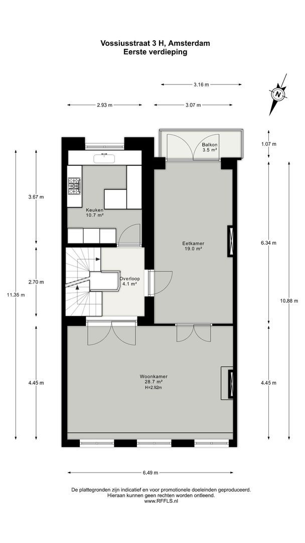 Vossiusstraat 3 H, Amsterdam plattegrond-0