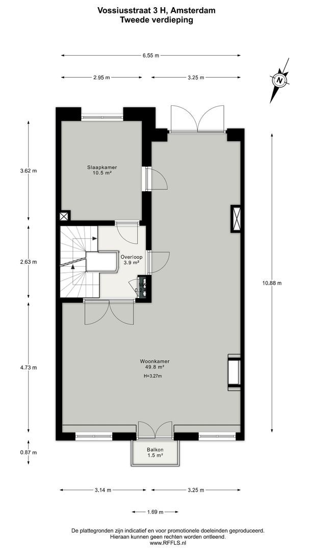 Vossiusstraat 3 H, Amsterdam plattegrond-1