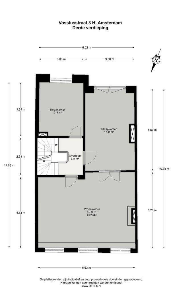 Vossiusstraat 3 H, Amsterdam plattegrond-2