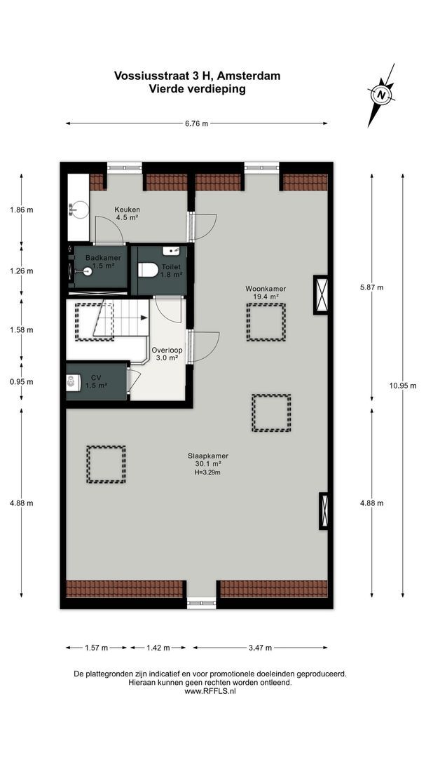 Vossiusstraat 3 H, Amsterdam plattegrond-3