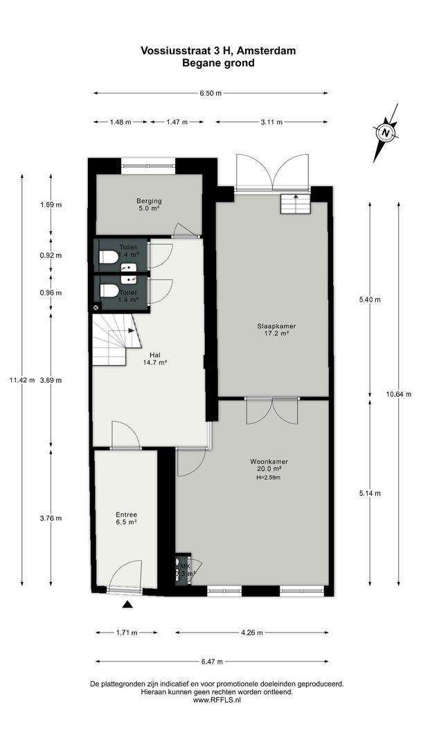 Vossiusstraat 3 H, Amsterdam plattegrond-4