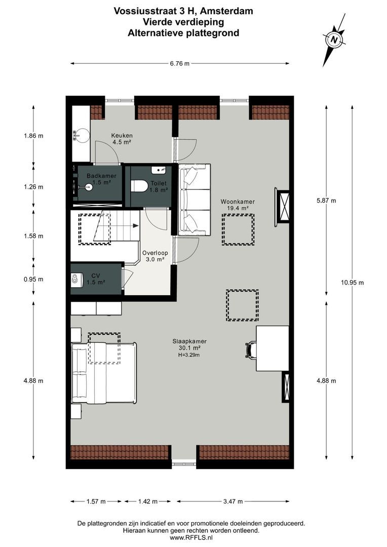 Vossiusstraat 3 H, Amsterdam plattegrond-9