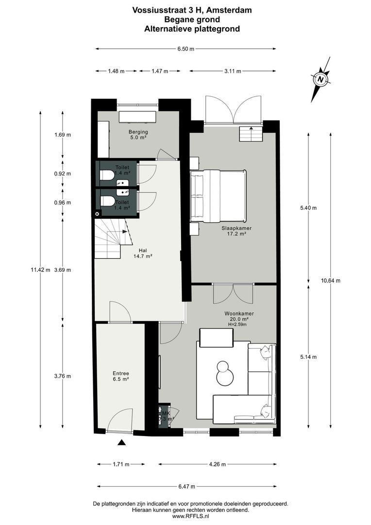 Vossiusstraat 3 H, Amsterdam plattegrond-10