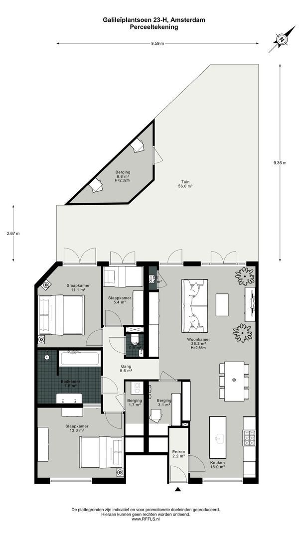 Galileïplantsoen 23 H, Amsterdam plattegrond-1