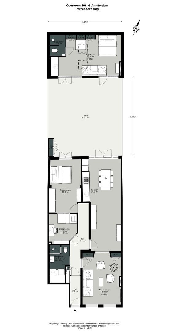 Overtoom 506 H, Amsterdam plattegrond-2