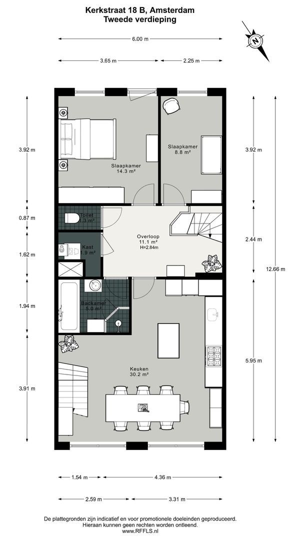 Kerkstraat 18 B, Amsterdam plattegrond-2