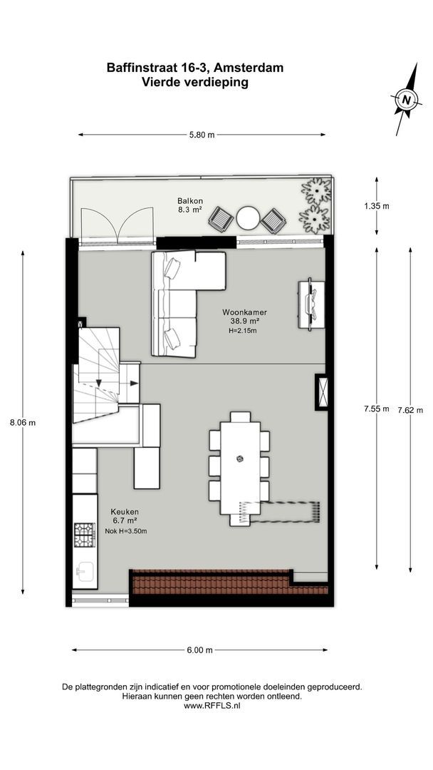 Baffinstraat 16 3, Amsterdam plattegrond-2