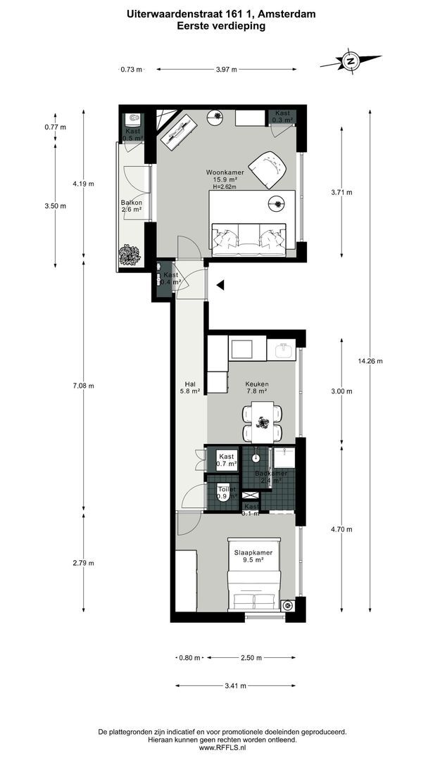 Uiterwaardenstraat 161 1, Amsterdam plattegrond-0
