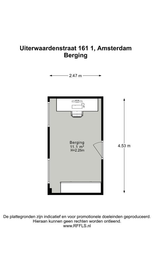 Uiterwaardenstraat 161 1, Amsterdam plattegrond-1