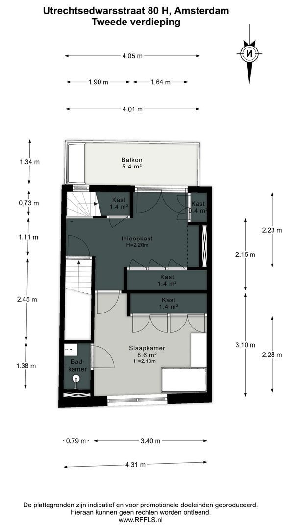 Utrechtsedwarsstraat 80 H, Amsterdam plattegrond-1