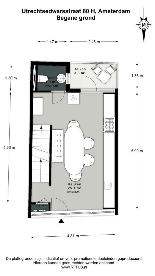 Utrechtsedwarsstraat 80 H, Amsterdam plattegrond-3