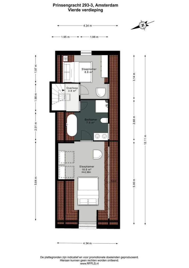 Prinsengracht 293 3, Amsterdam plattegrond-2