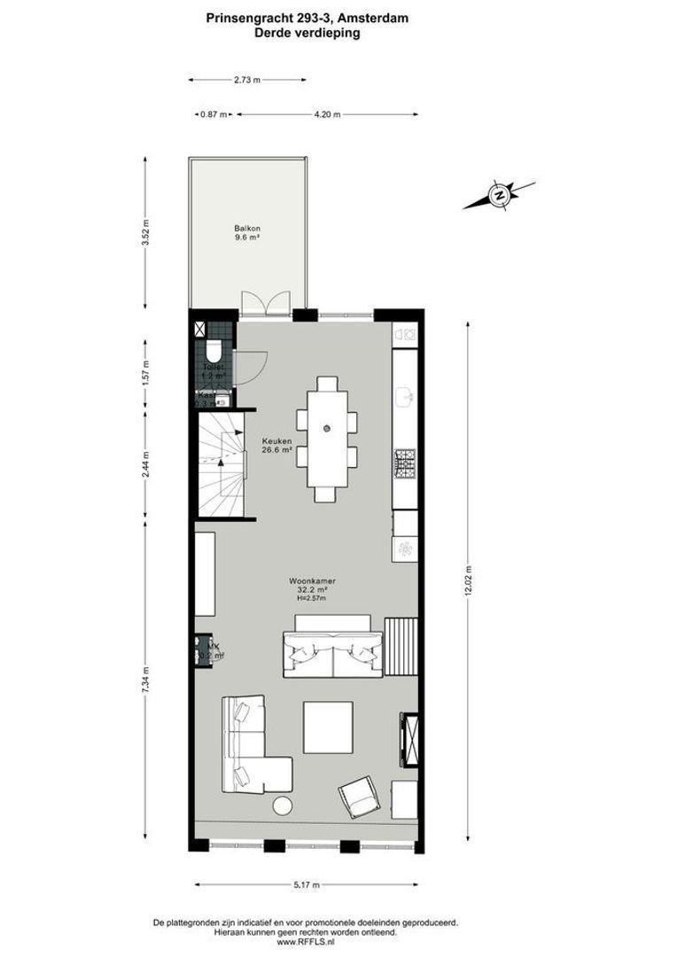 Prinsengracht 293 3, Amsterdam plattegrond-1