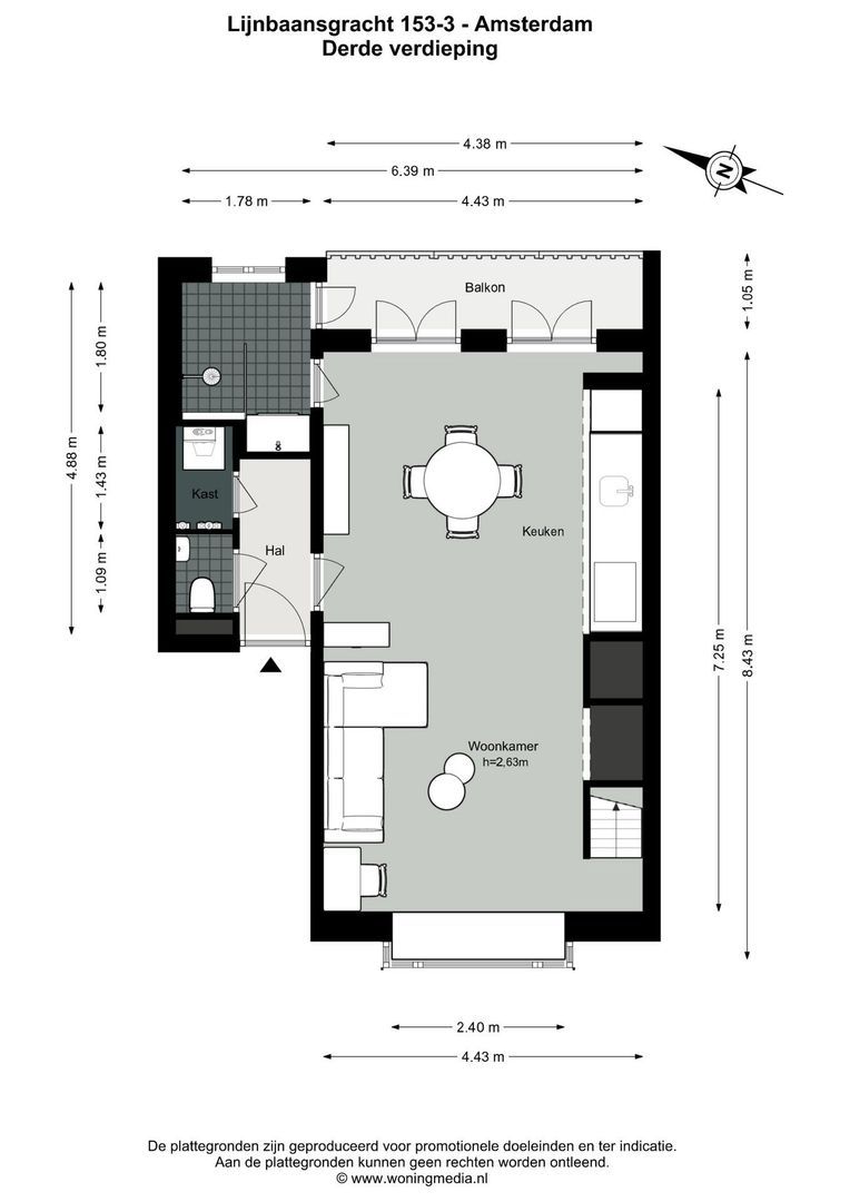 Lijnbaansgracht 153 3, Amsterdam plattegrond-0