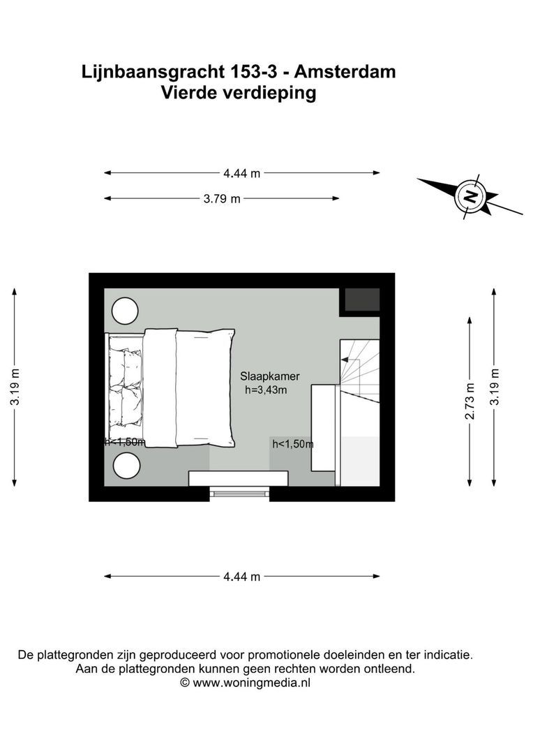 Lijnbaansgracht 153 3, Amsterdam plattegrond-1