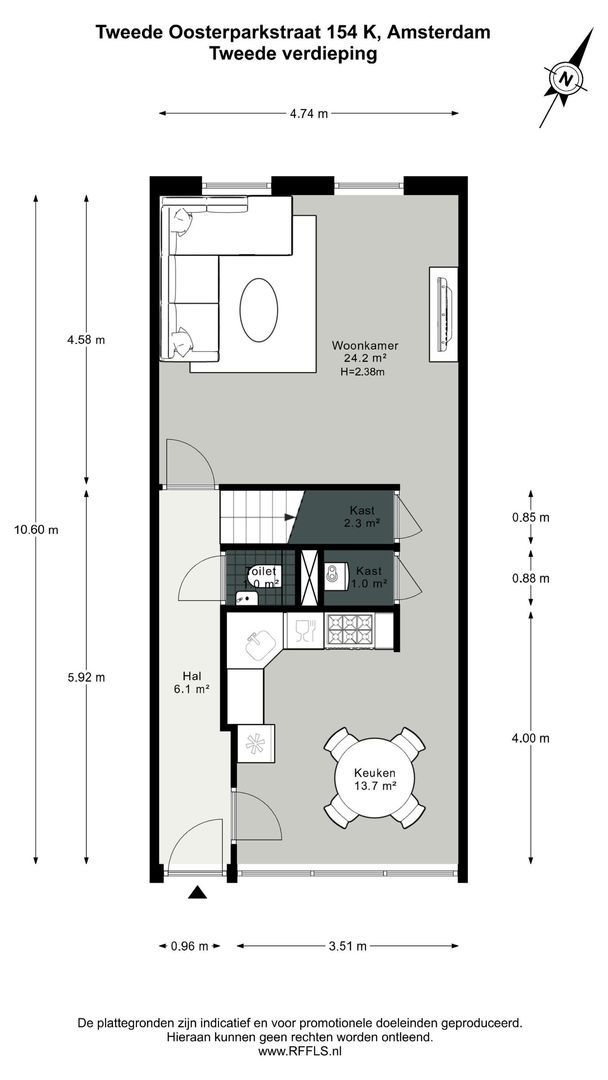Tweede Oosterparkstraat 154 K, Amsterdam plattegrond-0