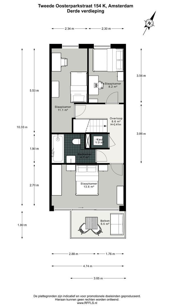 Tweede Oosterparkstraat 154 K, Amsterdam plattegrond-1