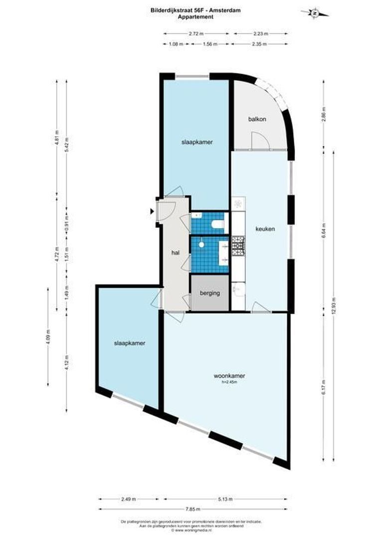 Bilderdijkstraat 56 F, Amsterdam plattegrond-0