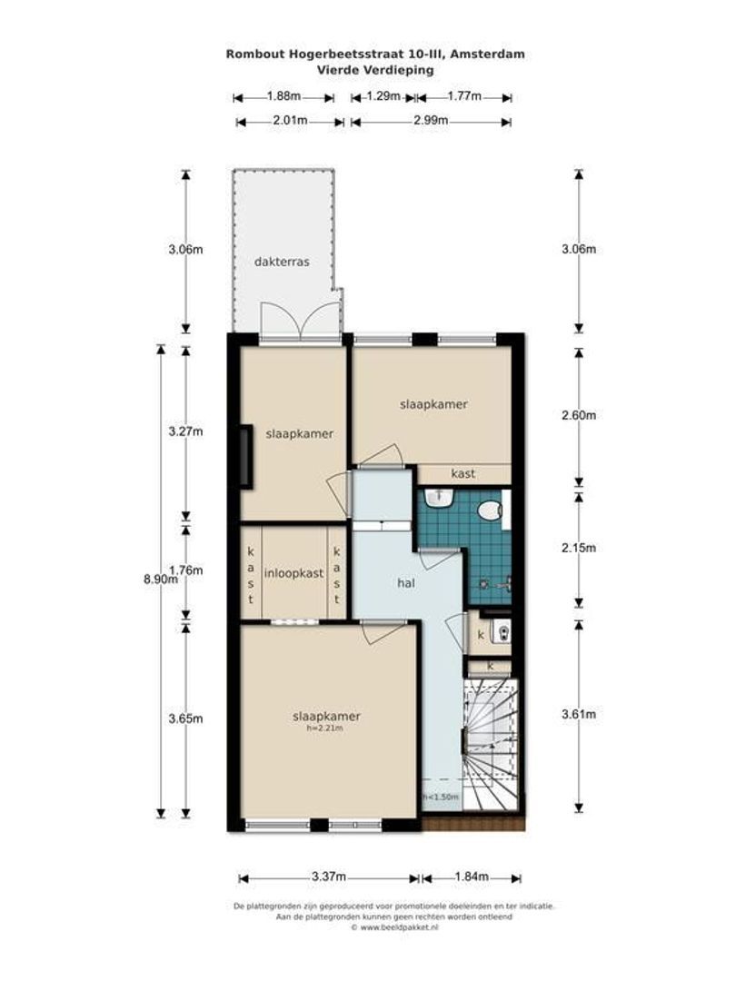 Rombout Hogerbeetsstraat 10 3, Amsterdam plattegrond-1