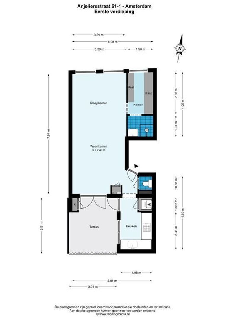 Anjeliersstraat 61 1, Amsterdam plattegrond-0