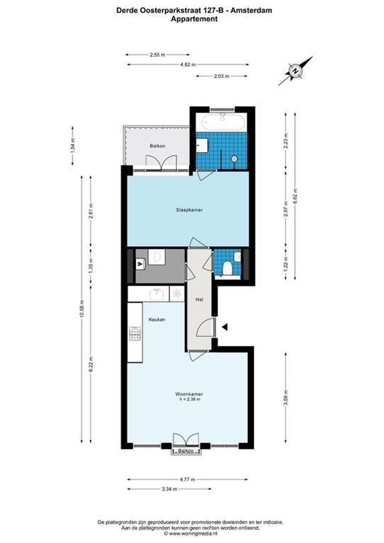 Derde Oosterparkstraat 127 B, Amsterdam plattegrond-0