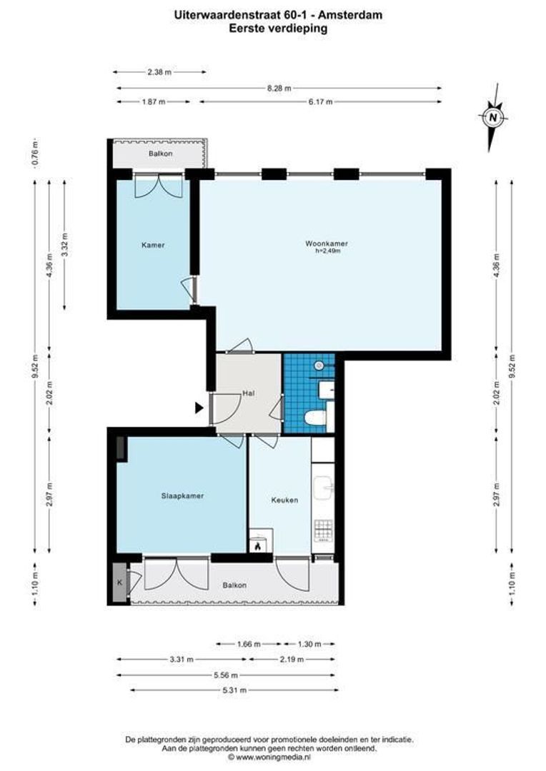 Uiterwaardenstraat 60 1, Amsterdam plattegrond-0