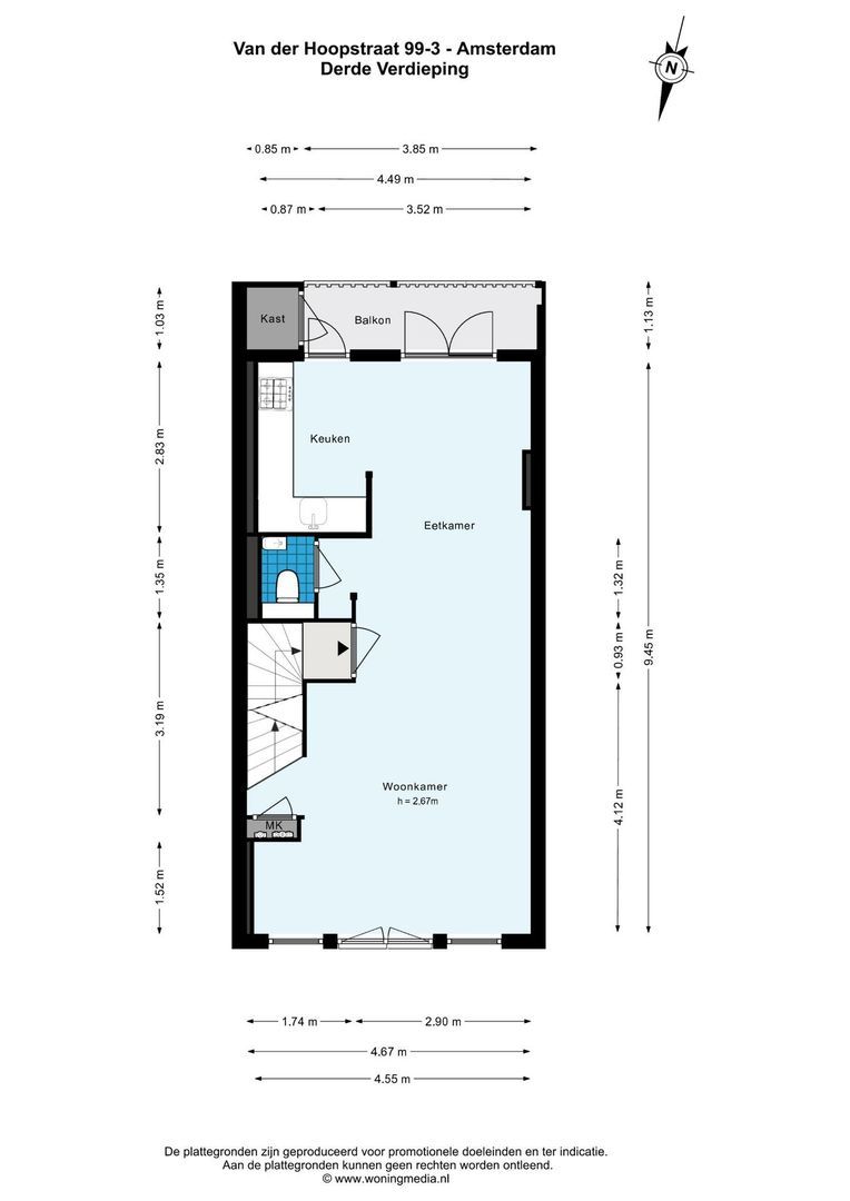 Van der Hoopstraat 99 3, Amsterdam plattegrond-0