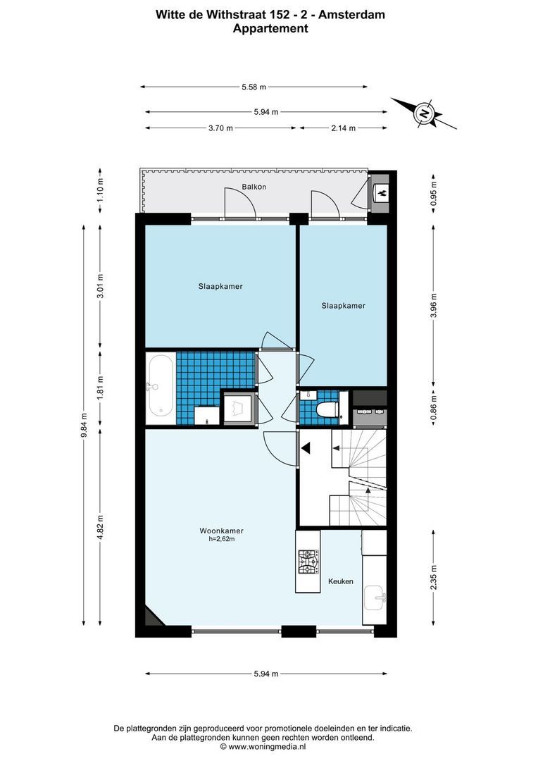 Witte de Withstraat 152 2, Amsterdam plattegrond-3