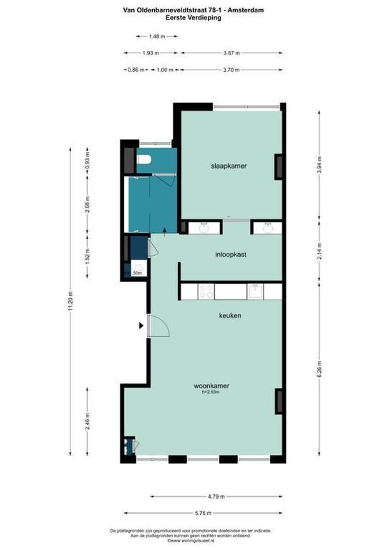 Van Oldenbarneveldtstraat 78 1, Amsterdam plattegrond-0
