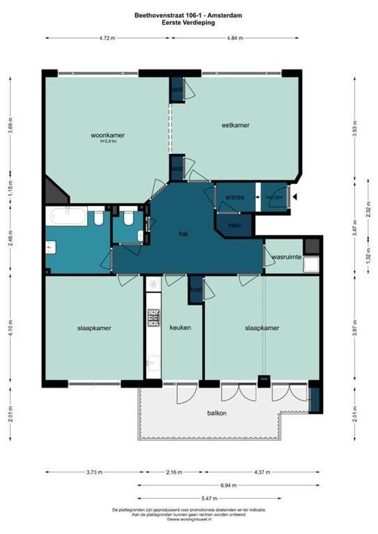 Beethovenstraat 106 1, Amsterdam plattegrond-0