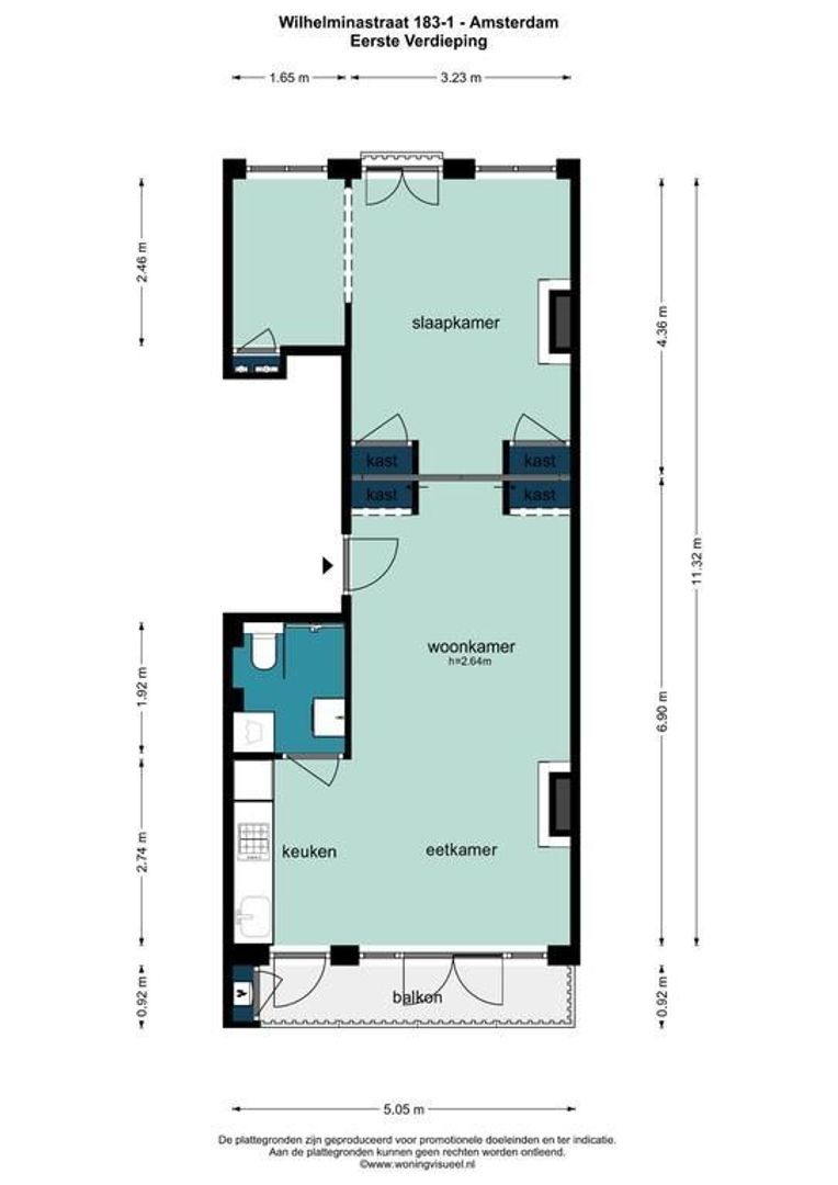 Wilhelminastraat 183 1, Amsterdam plattegrond-0