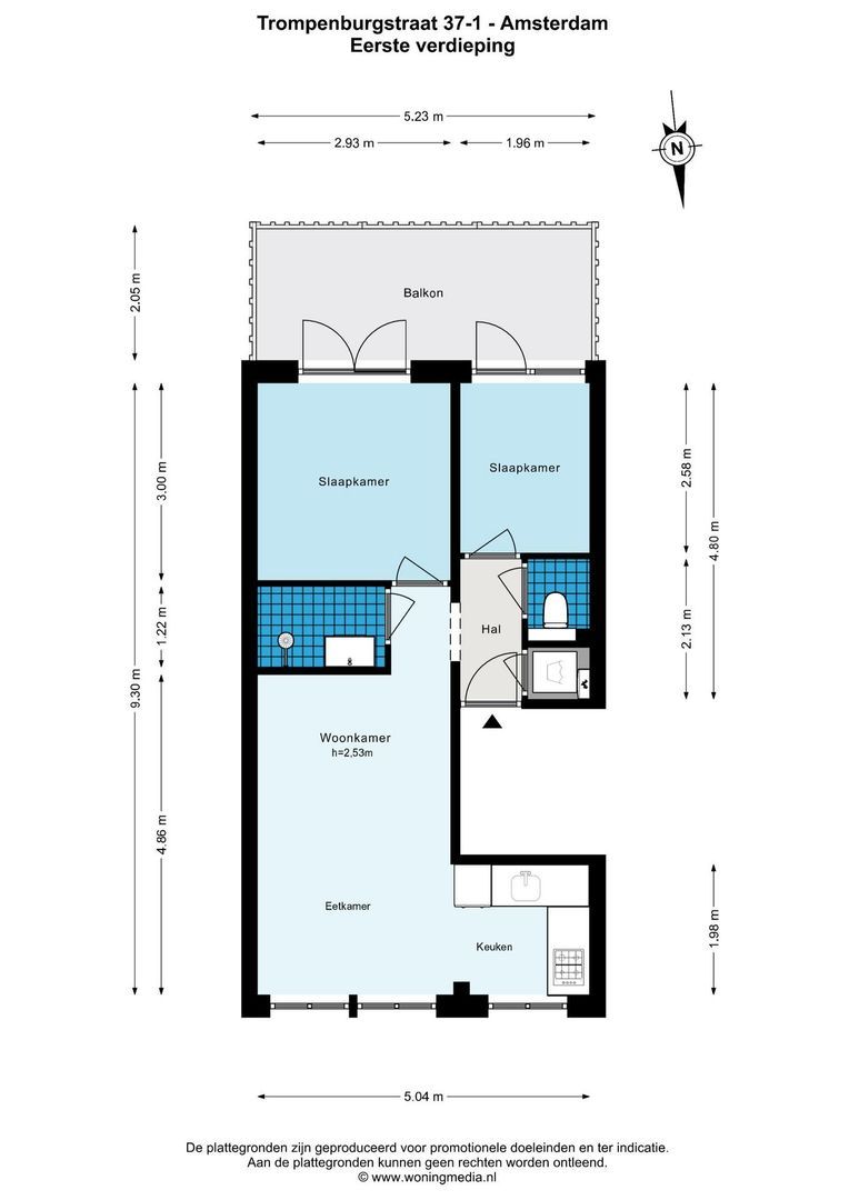 Trompenburgstraat 37 1, Amsterdam plattegrond-0