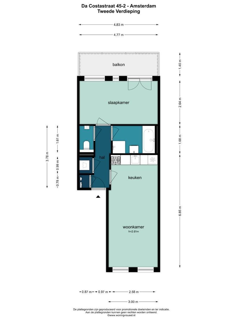 Da Costastraat 45 2, Amsterdam plattegrond-0
