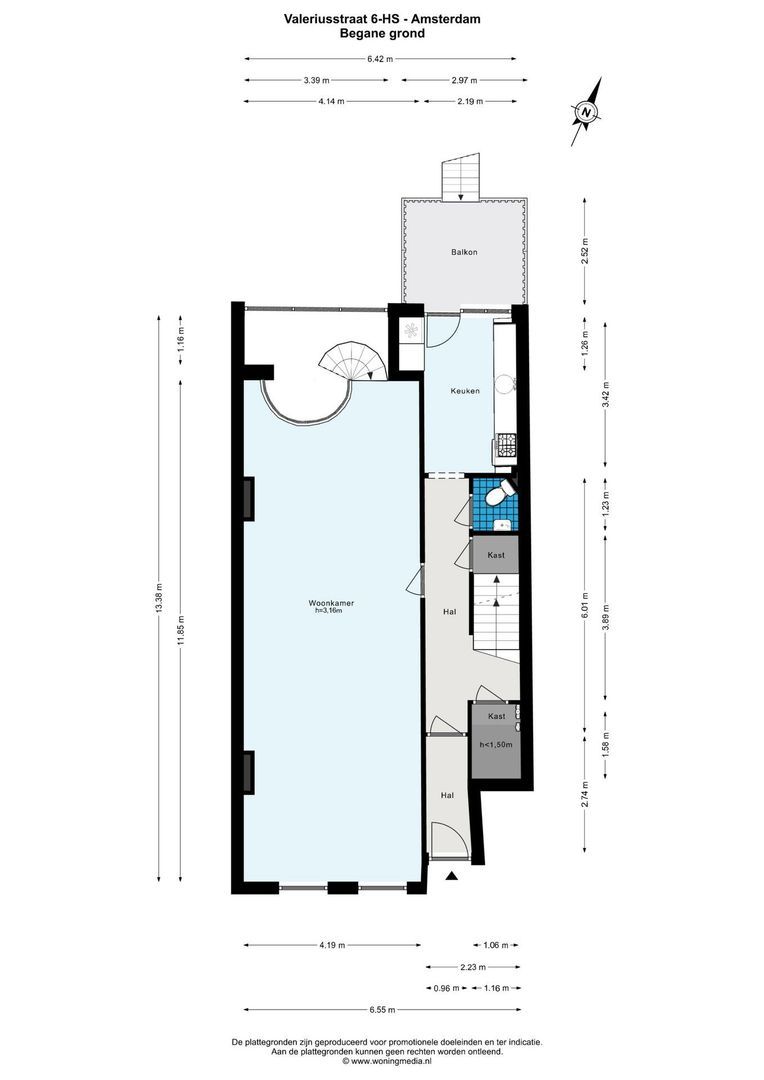 Valeriusstraat 6 H, Amsterdam plattegrond-0
