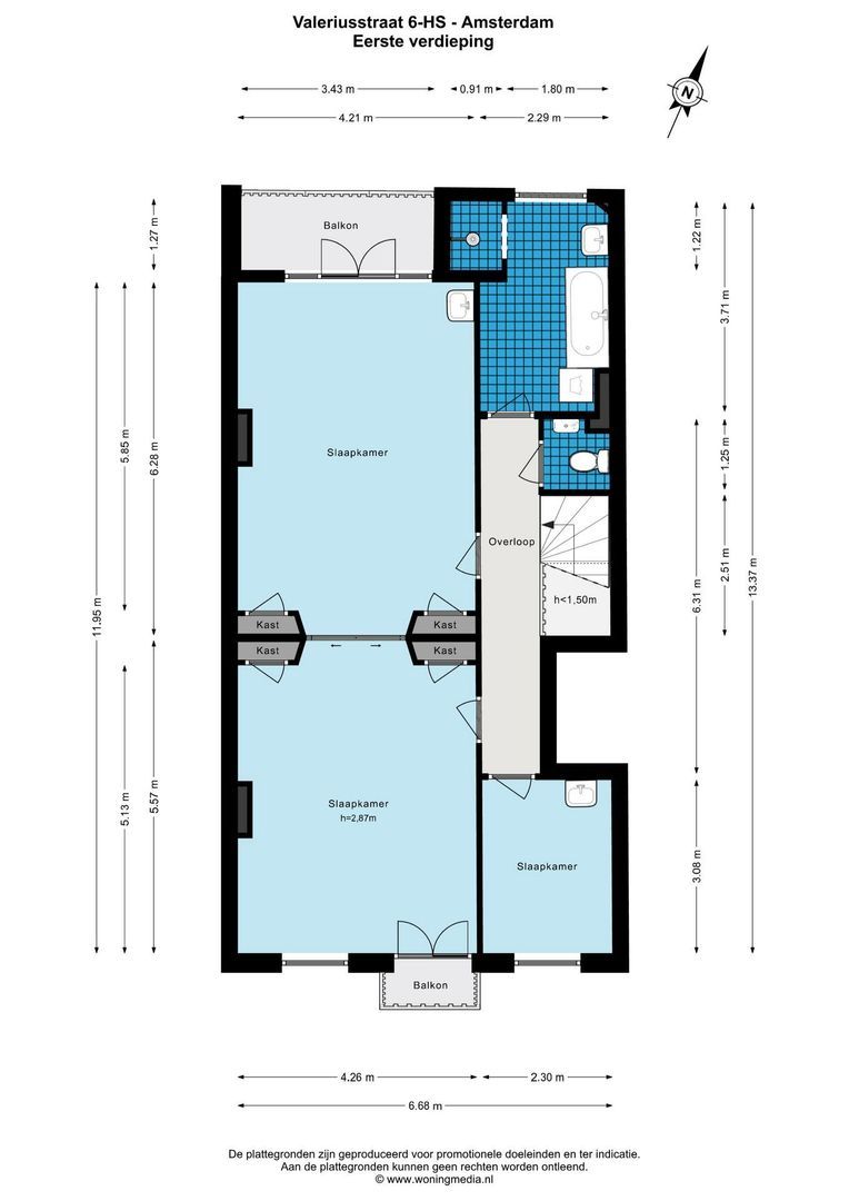 Valeriusstraat 6 H, Amsterdam plattegrond-2